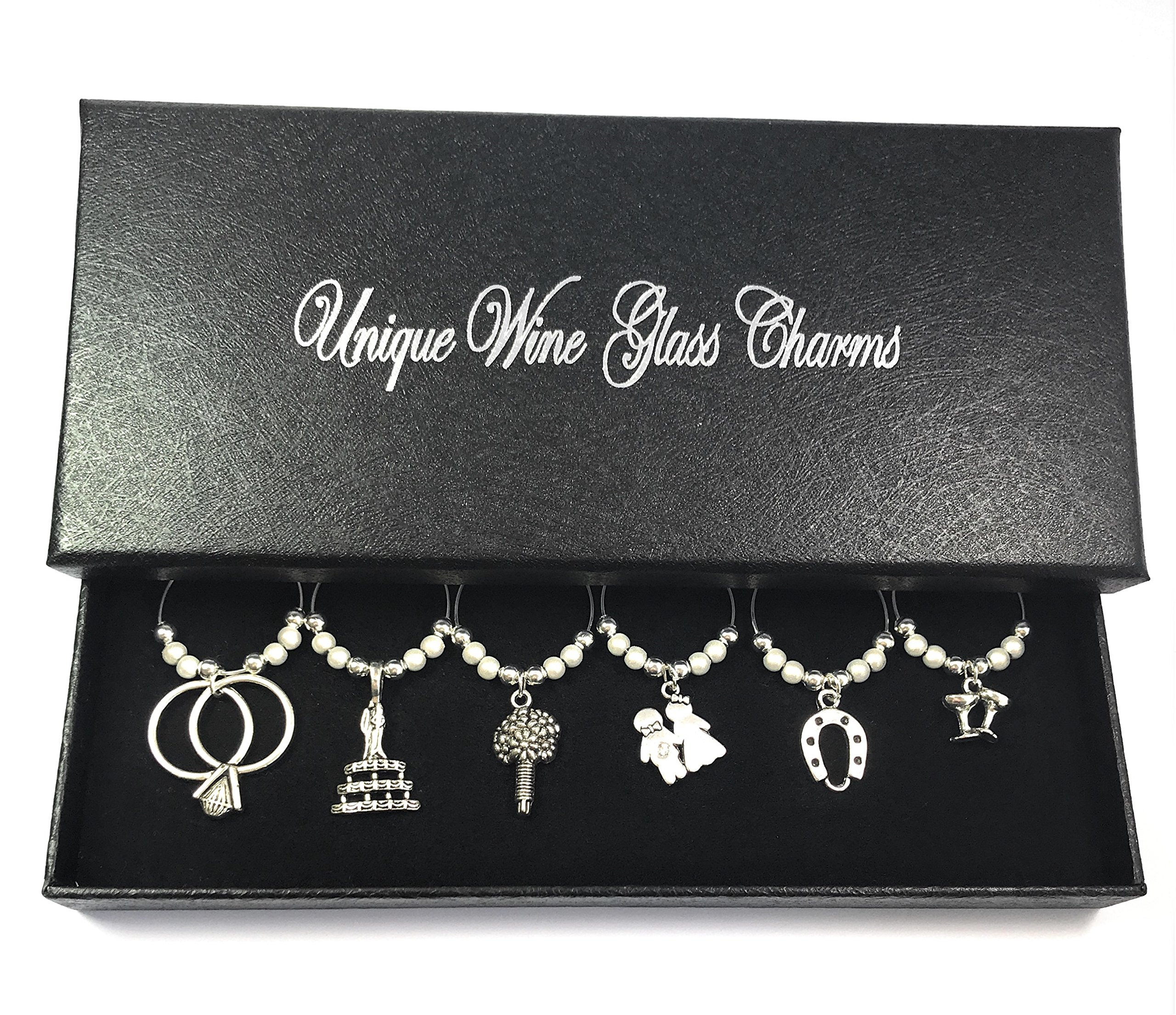 Libby's Market Place Our Wedding Wine Glass Charms with Gift Box