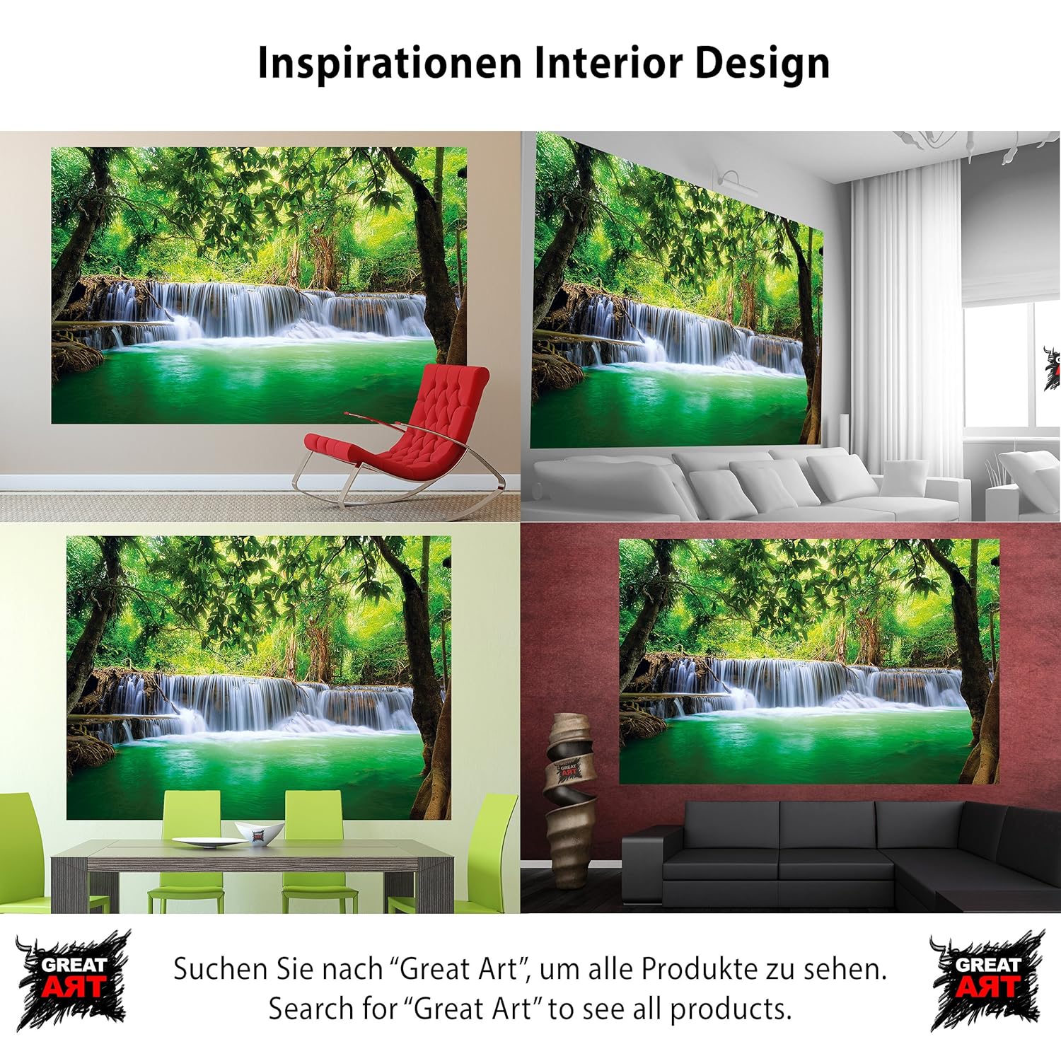 Mural Paradise Cascata nel fiume foresta giungla Tailandia Kanchanaburi Si Sawat XXL 210 centimetri x 140 centimetri paradiso tropicale cascata Amazon