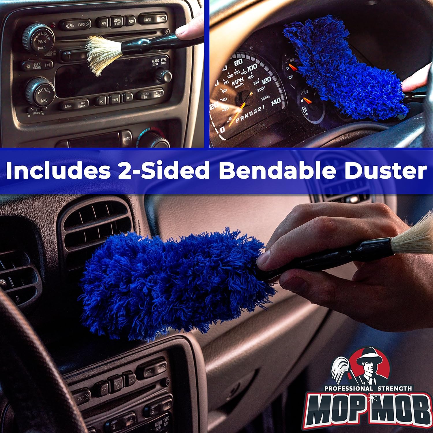 Pro-grade Auto Detailing Brush Kit 12 Pack. Ultra Value Set For Interior and Exterior Car Care. Clean Every Crevice with Gentle, Scratch-Free Natural Detailing Brushes and Heavy-Duty Wire Scrubbers: Automotive