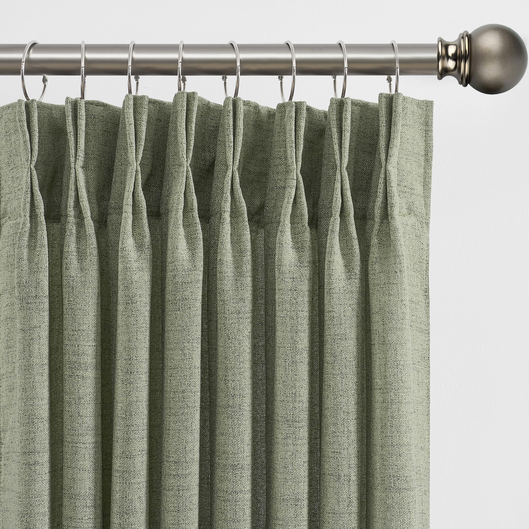 Photo 1 of 102 Inch Long Curtains Pinch Pleat, Back Tab Sheer Pleated Curtains for Bedroom Dining Room,102 Length 2 Panel Set,Sage Green Color 42 Inches Wide