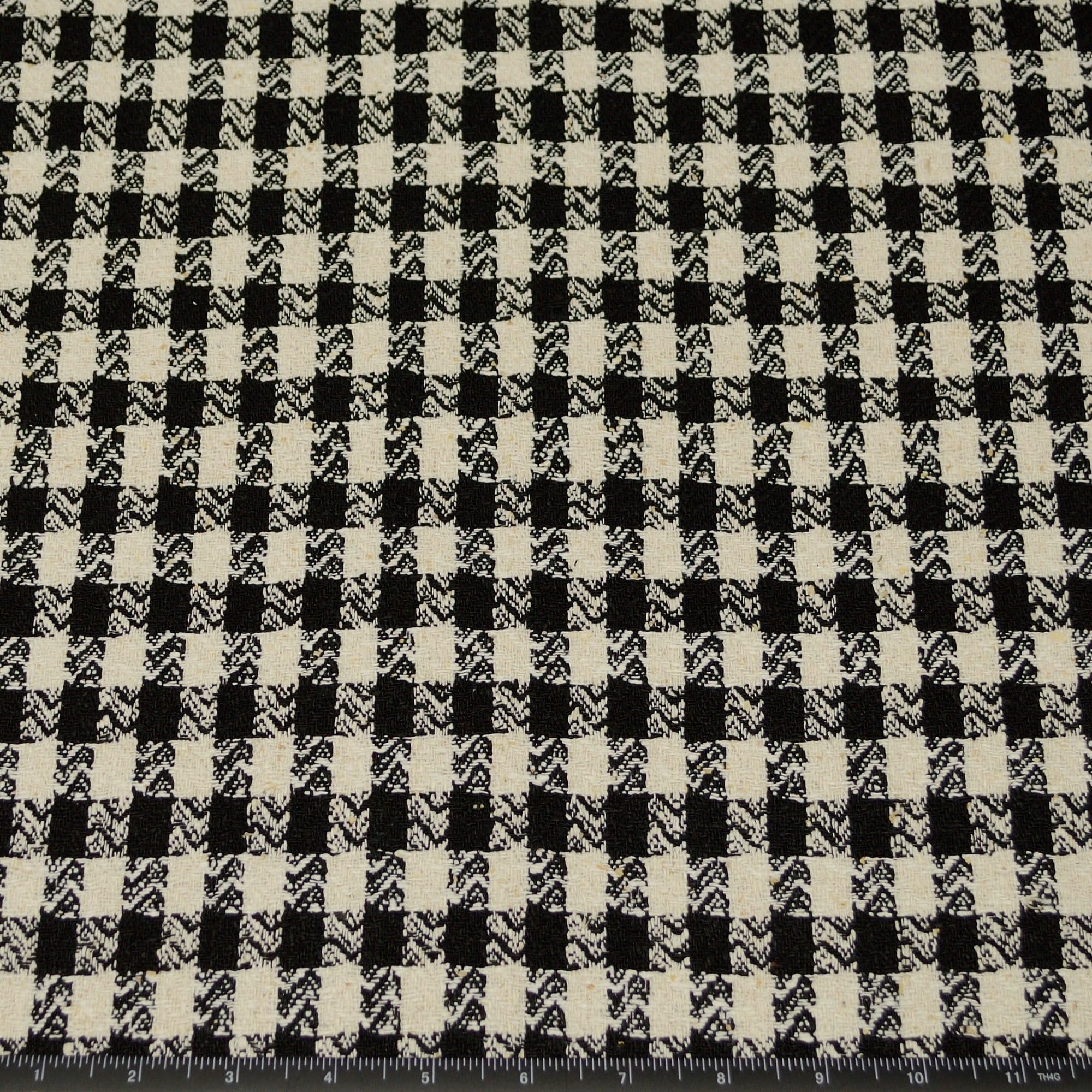 Black & White Checks Matka Silk, 100% Raw Silk Fabric, by The Yard, 44" Wide