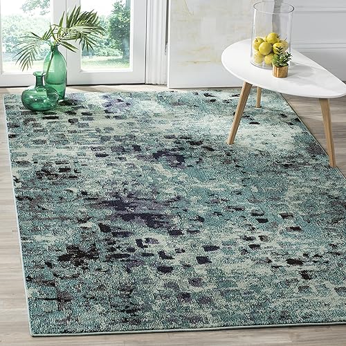 Safavieh Monaco Collection MNC225J Boho Chic Abstract Watercolor Non-Shedding Stain Resistant Living Room Bedroom Area Rug, 3' x 5', Light Blue / Multi
