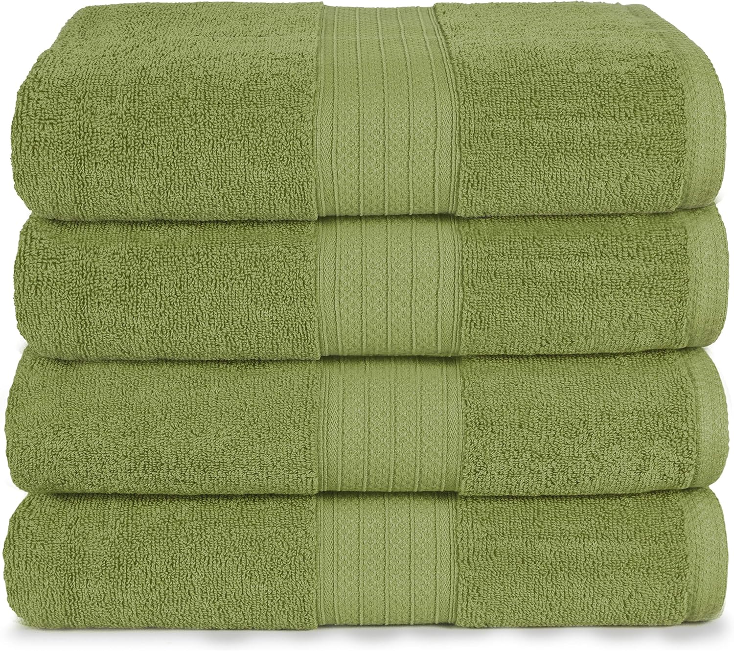 GLAMBURG 4 Pack Bath Towel Set, 100% Combed Cotton Large Bath Towels, Gym Towels 27"x54" - 600 GSM Luxury Hotel Quality Ultra Soft Super Absorbent Towels for Bathroom - Kiwi Green: Home & Kitchen