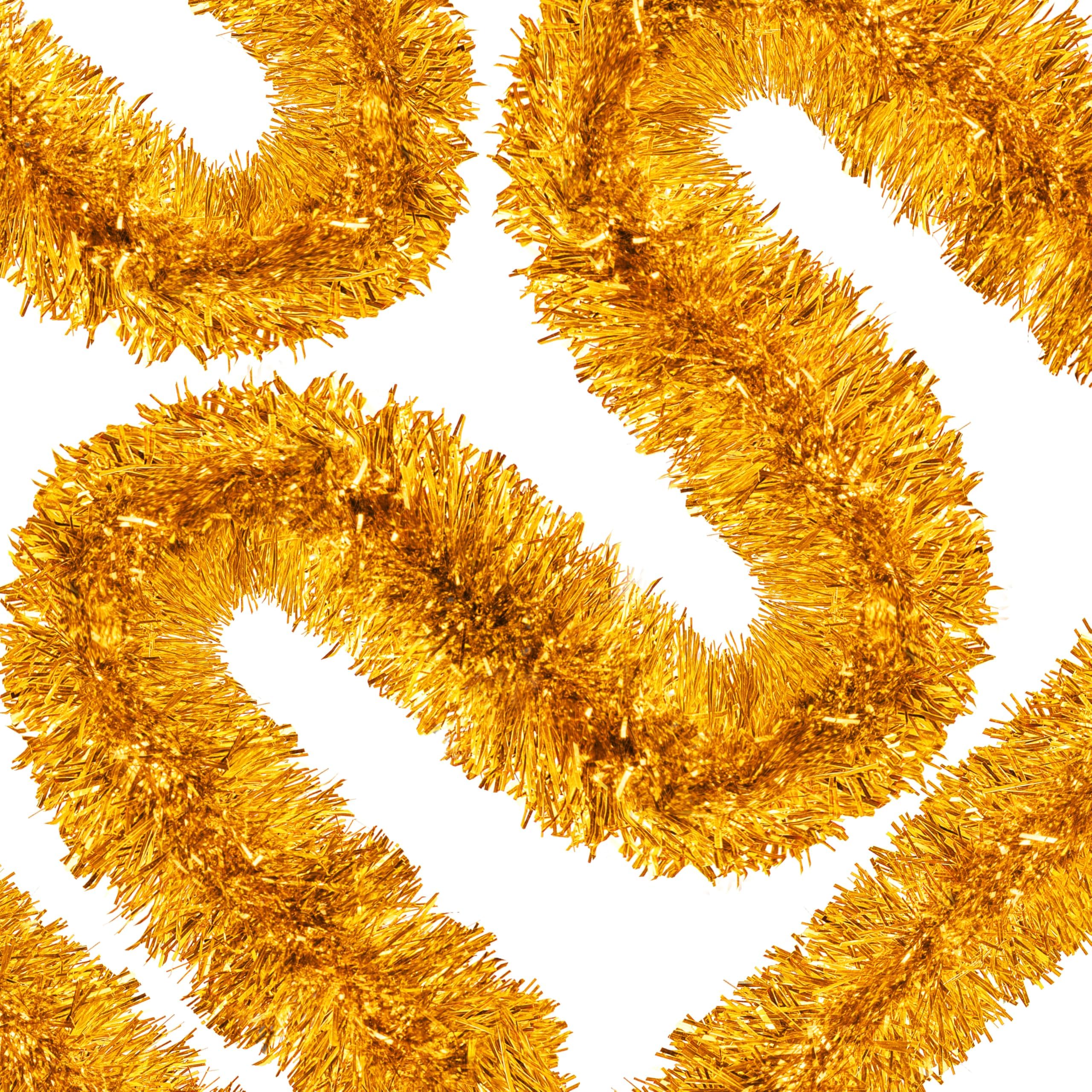 Photo 1 of 50 Ft Christmas Tinsel Garland Gold Thick Tinsel Garland Xmas Tree Decorations Metallic Tinsel Twist Garland for Christmas, Birthday, Party Decor Indoor Outdoor Party Supplies
