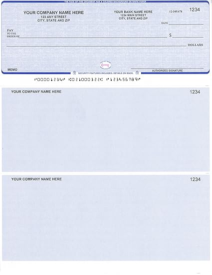Blue Safety Computer Checks 250 Printed Laser Computer Voucher Checks Compatible for Quickbooks