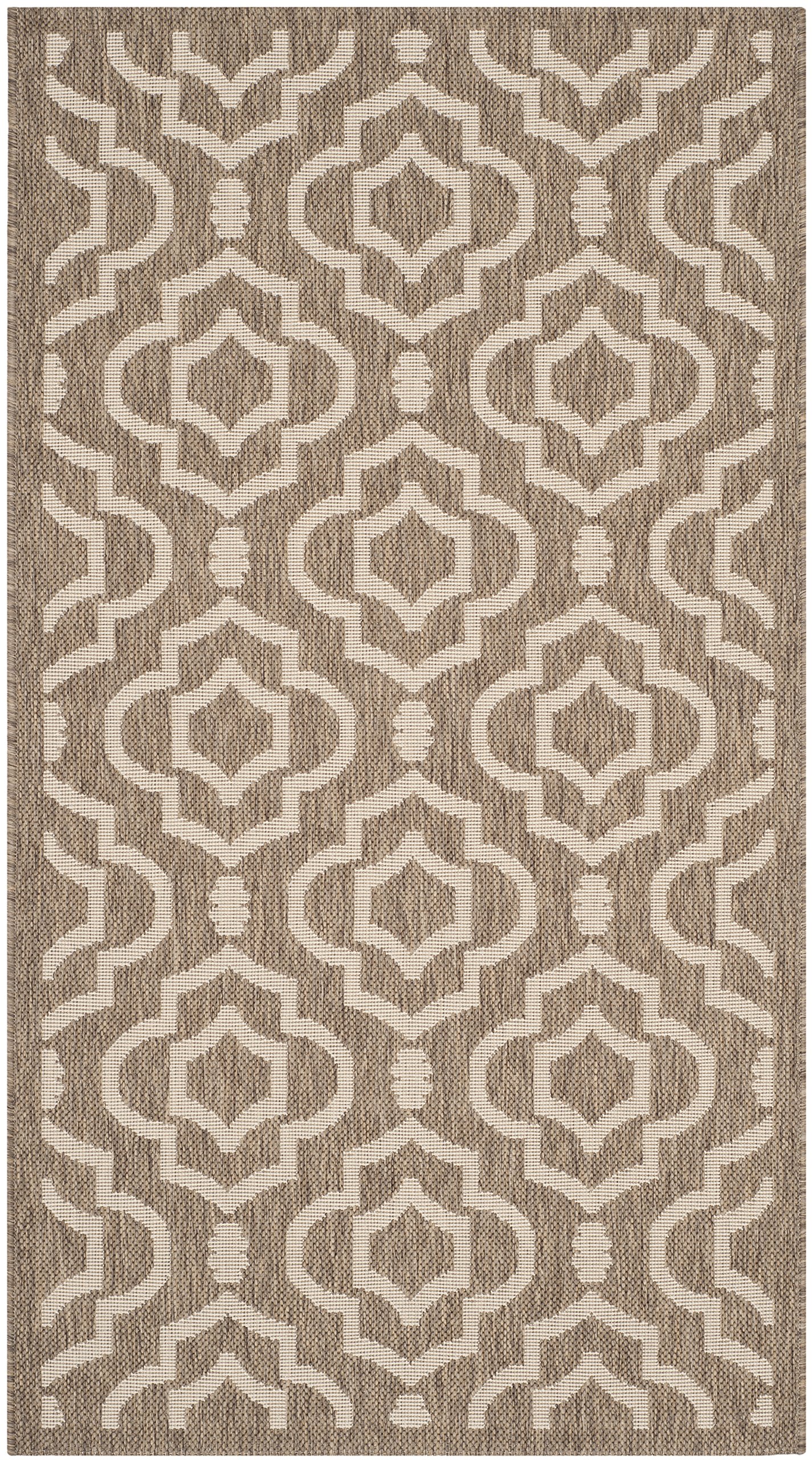 Safavieh Trellis Indoor/Outdoor Woven Rectangle Area Rug, Courtyard Collection, CY6926, in Brown / Bone, 79 X 152 cm for Garden, Patio or Any Outdoor Space