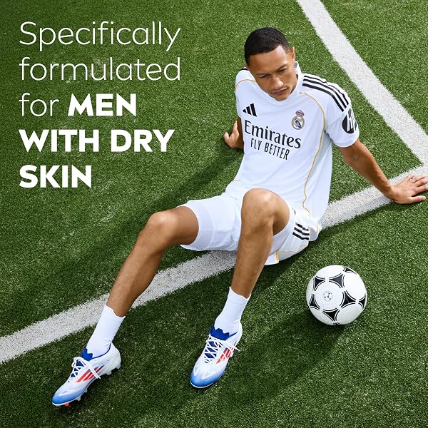 NIVEA MEN REAL MADRID LIMITED EDITION DESIGN MAXIMUM HYDRATION 48-HOUR MOISTURE BODY LOTION FOR DRY SKIN, ALOE VERA LOTION FOR MEN, 3-IN-1 BODY, FACE AND HANDS, 16.9 FL OZ BOTTLE