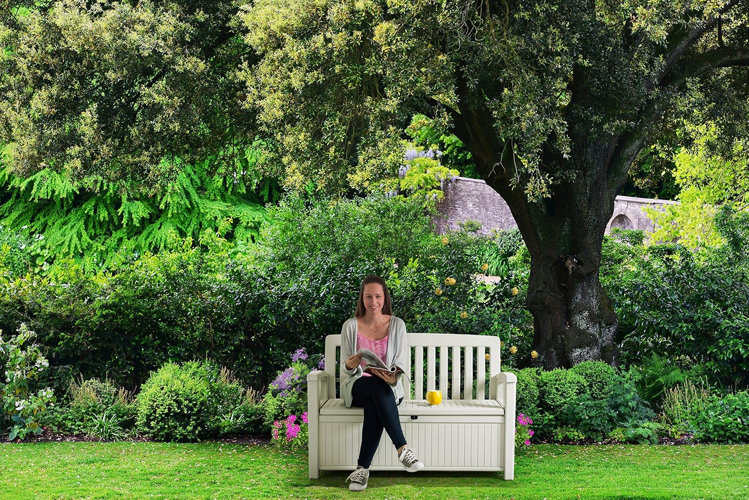 Cottage Garden and Patio Bench Trunk, 227 liters, White, 8 Litres - Image 5
