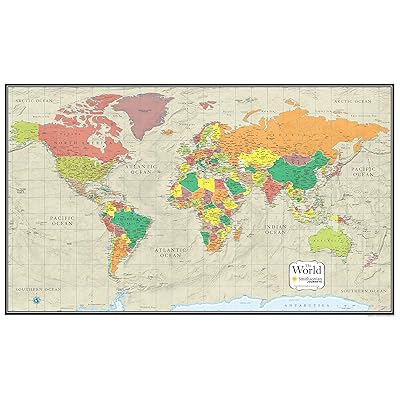 Buy 24x36 World Wall Map by Smithsonian Journeys - Tan Oceans Special ...
