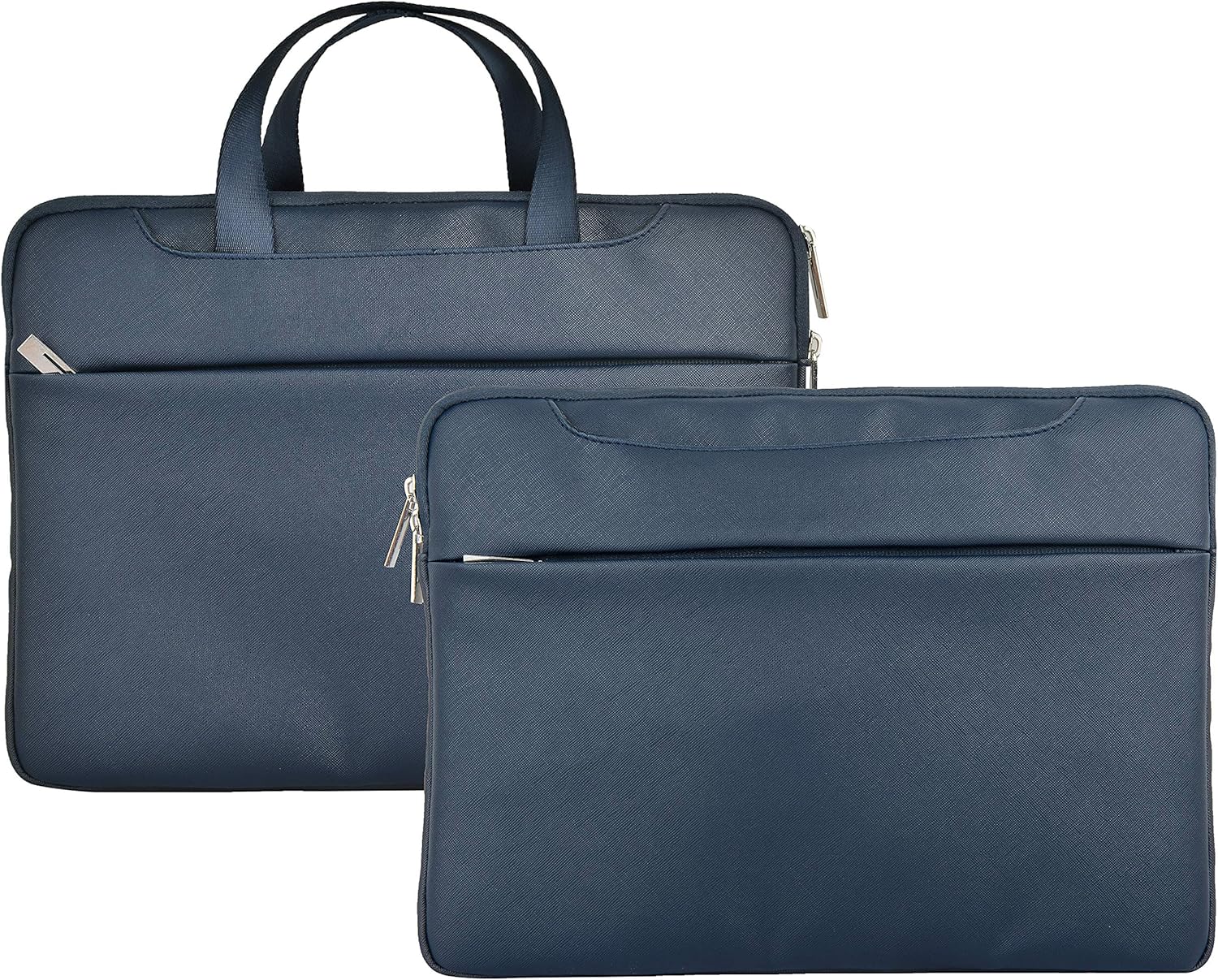 LuvCase Laptop Leather Sleeve Briefcase Bag with Zip Pocket Handle Compatible with MacBook 12" A1534/ Air 11.6 inch, Surface Pro 5,4,3, Chromebook, Acer, Asus, Notebook (Navy Leather Sleeve)