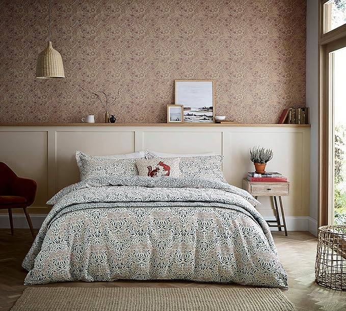 William Morris & Co Michaelmas Daisy Duvet Cover Set Teal & Claret