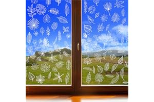 90 PCS Leaf Window Clings, Double Sided White Leaves Stickers 90 Designs Reusable Window Decals Bird Alert Static Clings for 