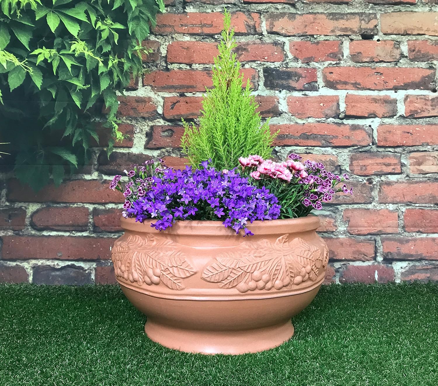 Large Round Byzantine Bowl Terracotta (Colour) Effect Garden Planter