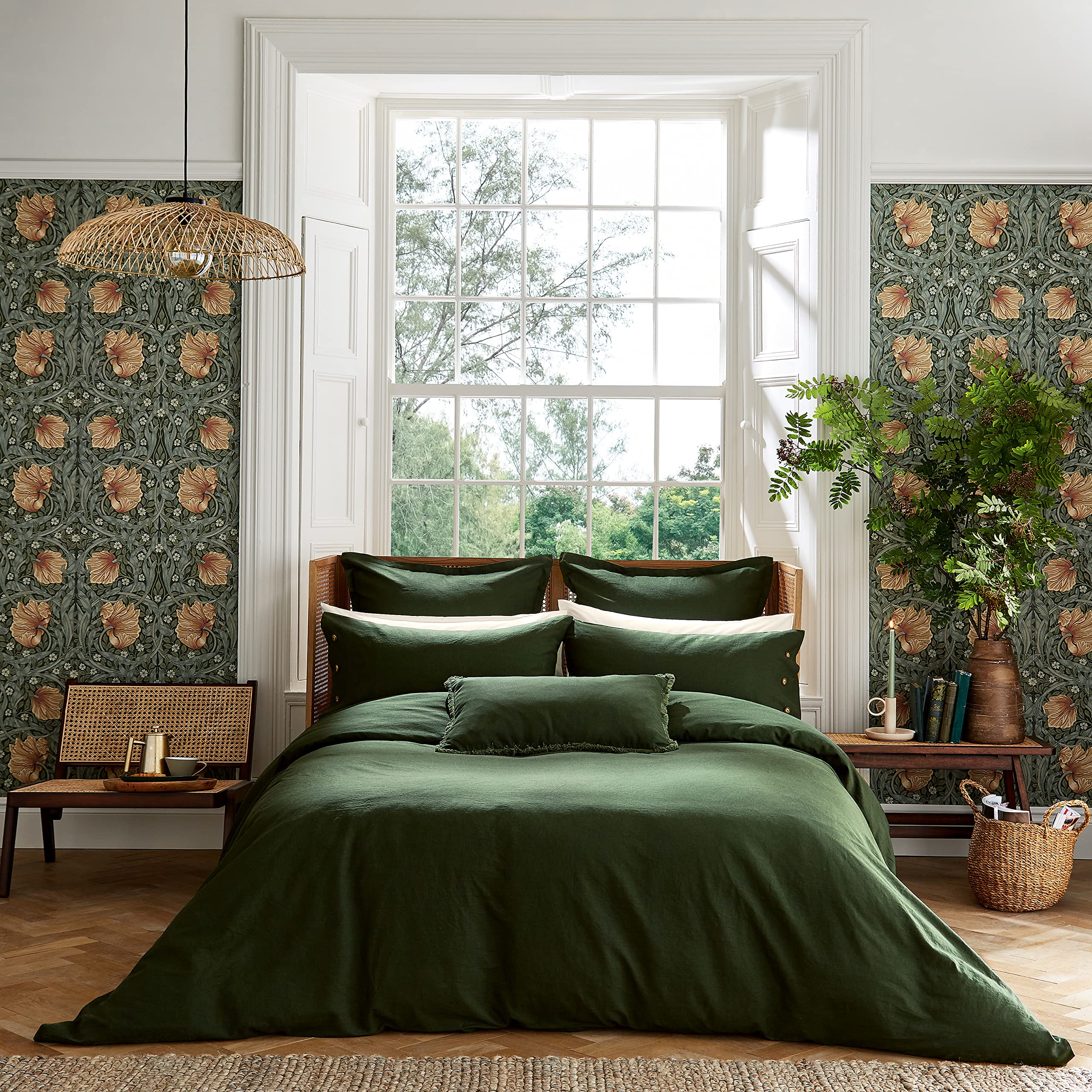 LINEN COTTON BED DUVET COVER GREEN