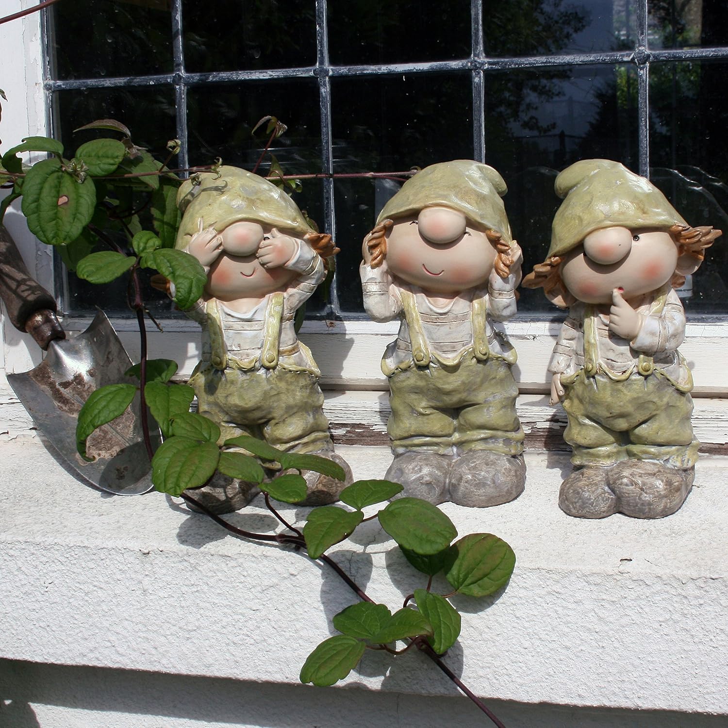 Cuthbert Kate and Cerys Standing, See No Evil, Speak No Evil, Garden Ornament, Gnome, Garden Fairy, Troll, Imp - Image 3