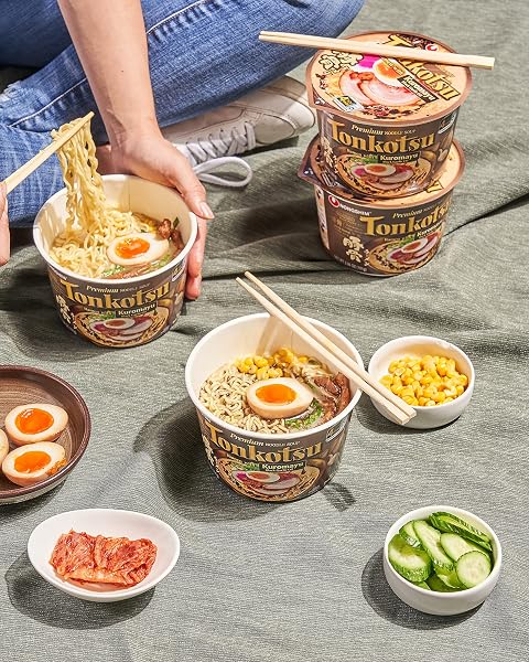 NONGSHIM TONKOTSU RAMEN WITH KUROMAYU NOODLE BIG BOWL, 3.56 OUNCE (PACK OF 6)