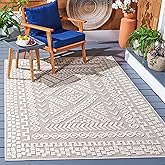 SAFAVIEH Washable Rug Outdoor Global Collection - 9' x 12', Beige & Light Beige, Non-Shedding & Easy to Clean, Ideal for Pati