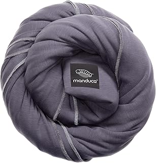 manduca Sling > Elastisches Babytragetuch mit GOTS Zertifikat < für Neugeborene ab Geburt (slate/grau, 5,10m x 0,60m)