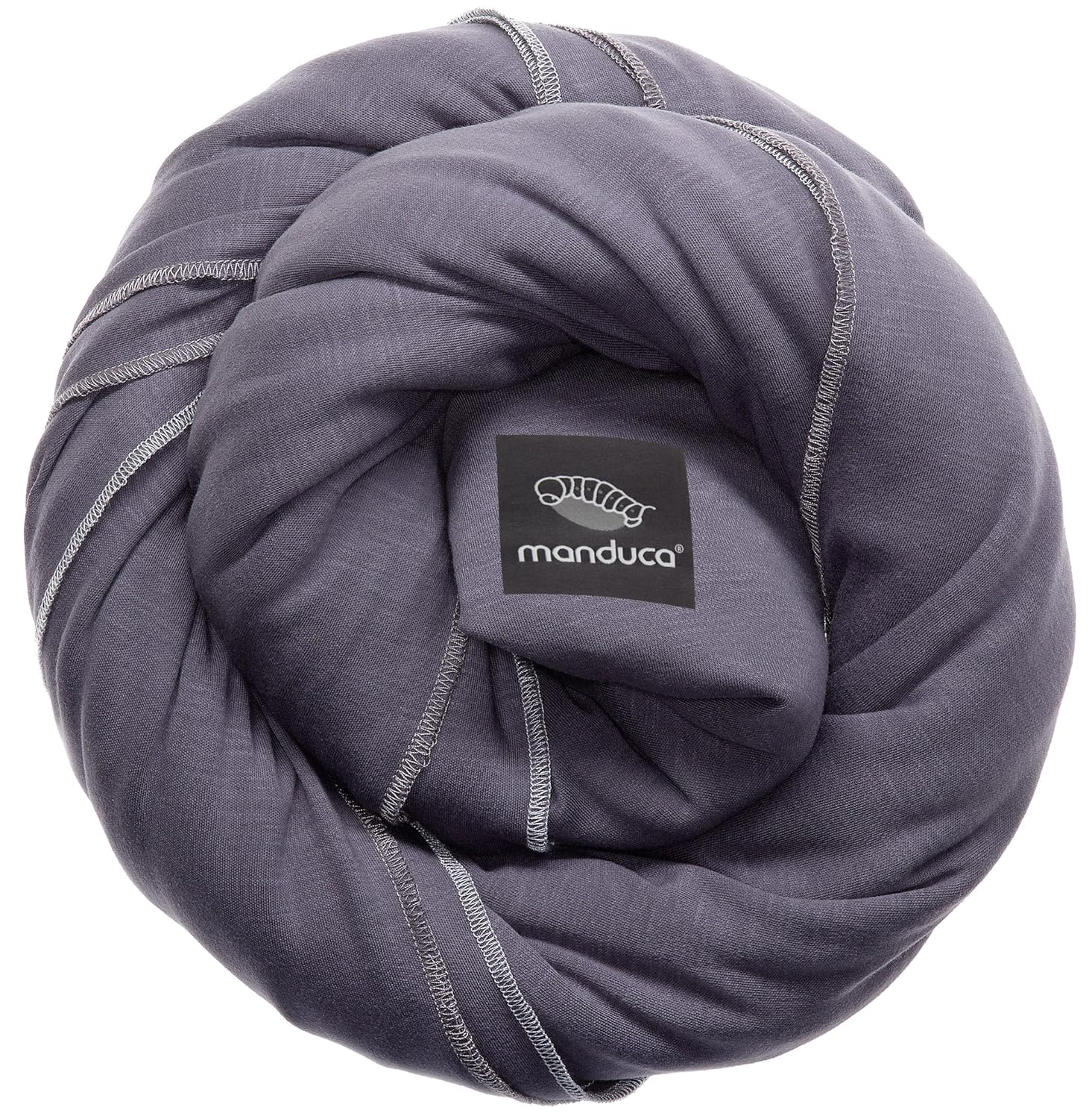 manduca Sling > Elastisches Babytragetuch mit GOTS Zertifikat < für Neugeborene ab Geburt (slate/grau, 5,10m x 0,60m)