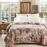 Chanasya Premium Wolf Faux Fur Throw Blanket - Soft, Fuzzy Sherpa & Minky Throw Blanket - for Bed or Couch - 92" x 85” (Queen