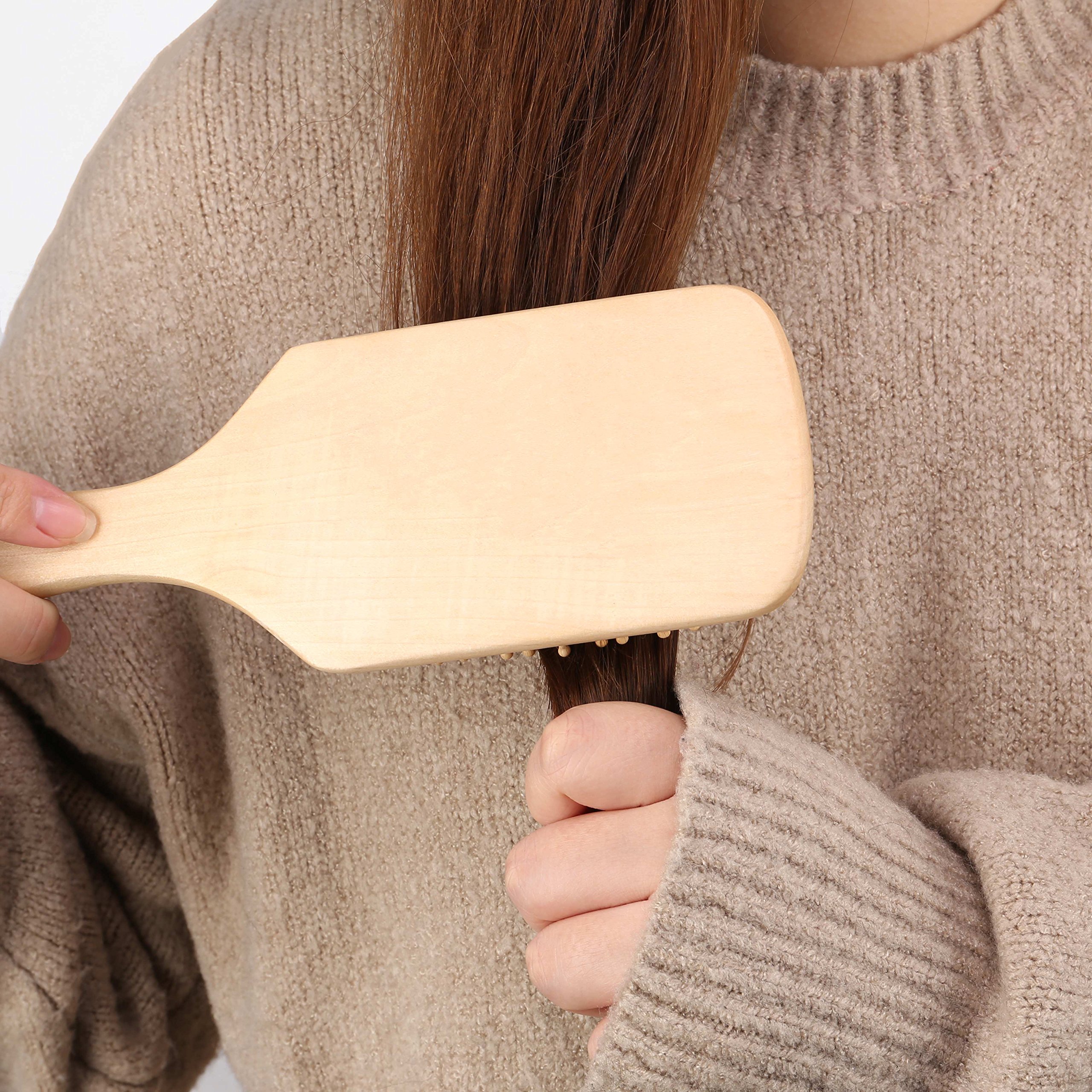 Hair Brush Natural Wooden Hairbrush Air Cushion Hair Comb Scalp Massage Keratin Care Detangling Comb for Thick Thin Fine Curly Straight Wet Dry or Damaged Hair