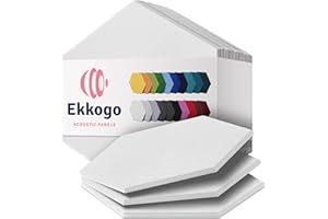 Ekkogo Acoustic Panels 12-Pack Soundproof Wall Panels 14"X12.1"X0.4" Sound Panels High Density Sound Dampening Panels - [White Hexagon]