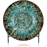 Deco 79 Glass Geometric Handmade Charger Mosaic Inspired with Stand, 18" x 18" x 2", Green