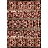 Linon Home Decor Products The Anywhere Washable Rug Yarit Garnet & Ivory 3' X 5' Accent Rug