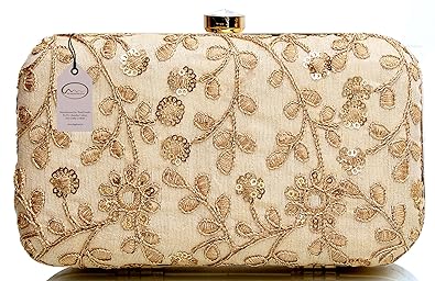 Mammon Womens Bridal Clutch with sling (6.5x4x4 inches)