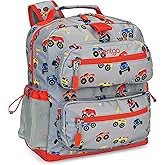 Bentgo Kids Backpack - Lightweight 14” Backpack in Fun Prints for School, Travel, & Daycare, Ideal for Ages 4+, Roomy Interior, Durable & Water-Resistant Fabric, & Loop for Lunch Bag (Trucks)