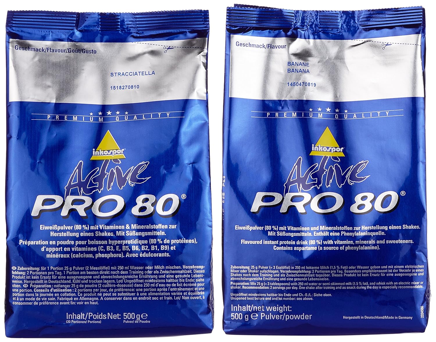 Inkospor Active Proteinshake Pro 80 Beutel 2er Mix Pack (2 x 500 g ...