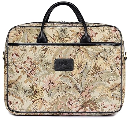 The Clownfish Nolana Tapestry Womens Laptop Briefcase for 14 inch laptops (Cream)