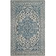 SAFAVIEH Restoration Vintage Collection Accent Rug - 2' x 3', Ivory & Turquoise, Handmade Distressed Wool, Ideal for High Tra