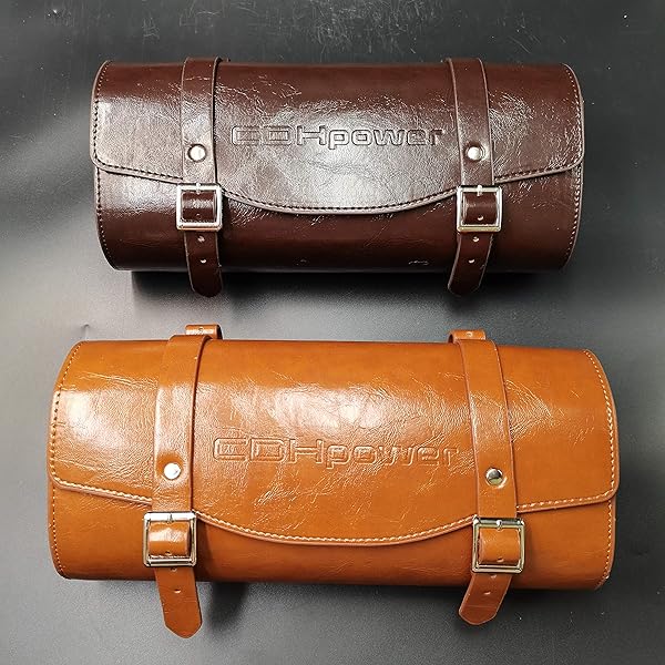 Sac de selle, cuir véritable, brun cognac
