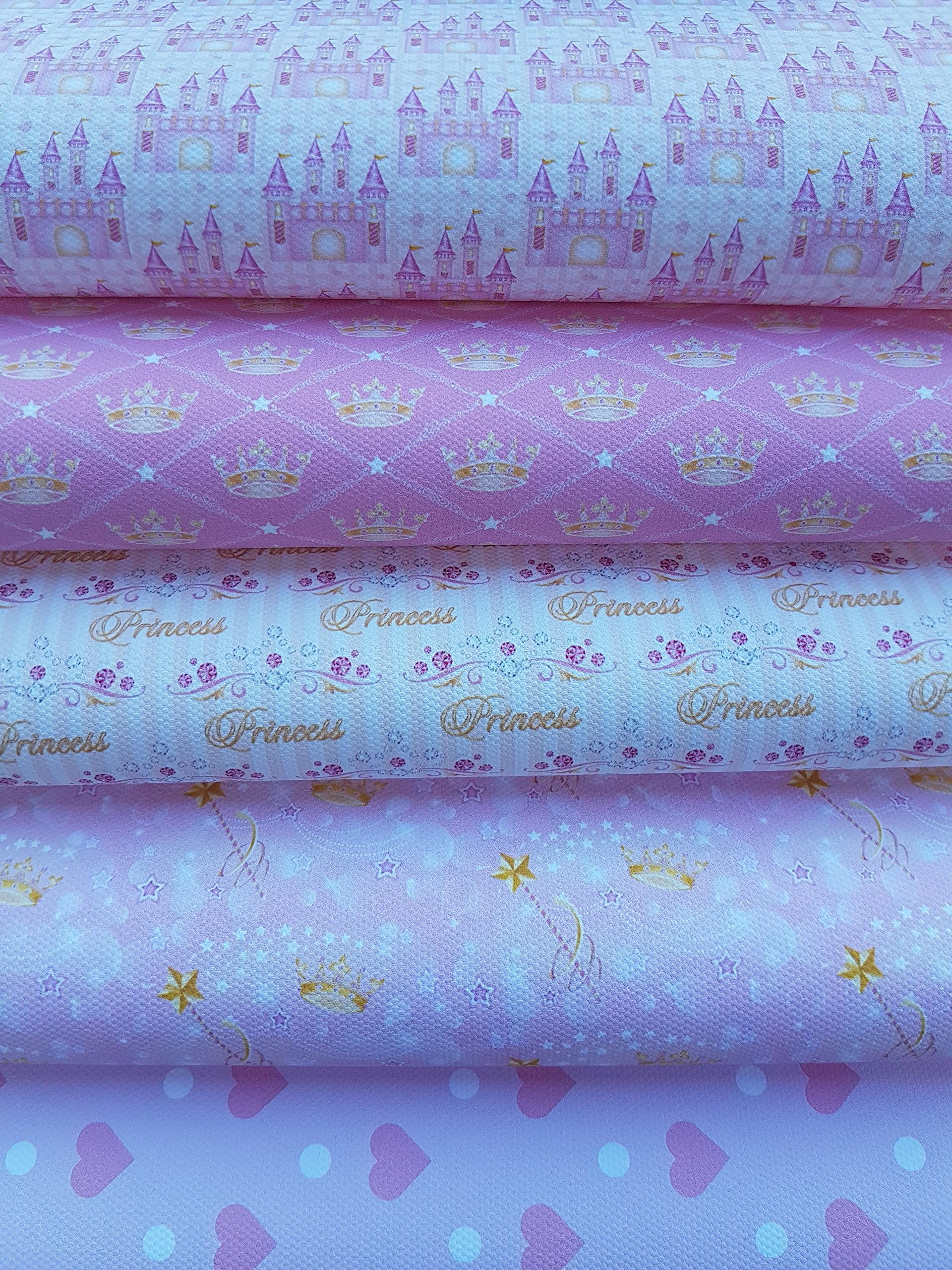 Princess Themes Canvas Fabric Bundles for Hair Bow Making 5 Sheets per Collection unbacked (Bundle 4)