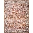 Loloi Layla Collection, LAY-02, Spice/Marine, 9'-0" x 12'-0", .13" Thick, Area Rug, Soft, Durable, Vintage Inspired, Distressed, Low Pile, Non-Shedding, Easy Clean, Printed, Living Room Rug