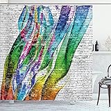 Ambesonne Brick Wall Shower Curtain, Colorful