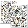 Vintage Flower Poster Prints - Floral Botanical Identification Reference Chart Volume 1 & 2 (LAMINATED, 18" x 24")