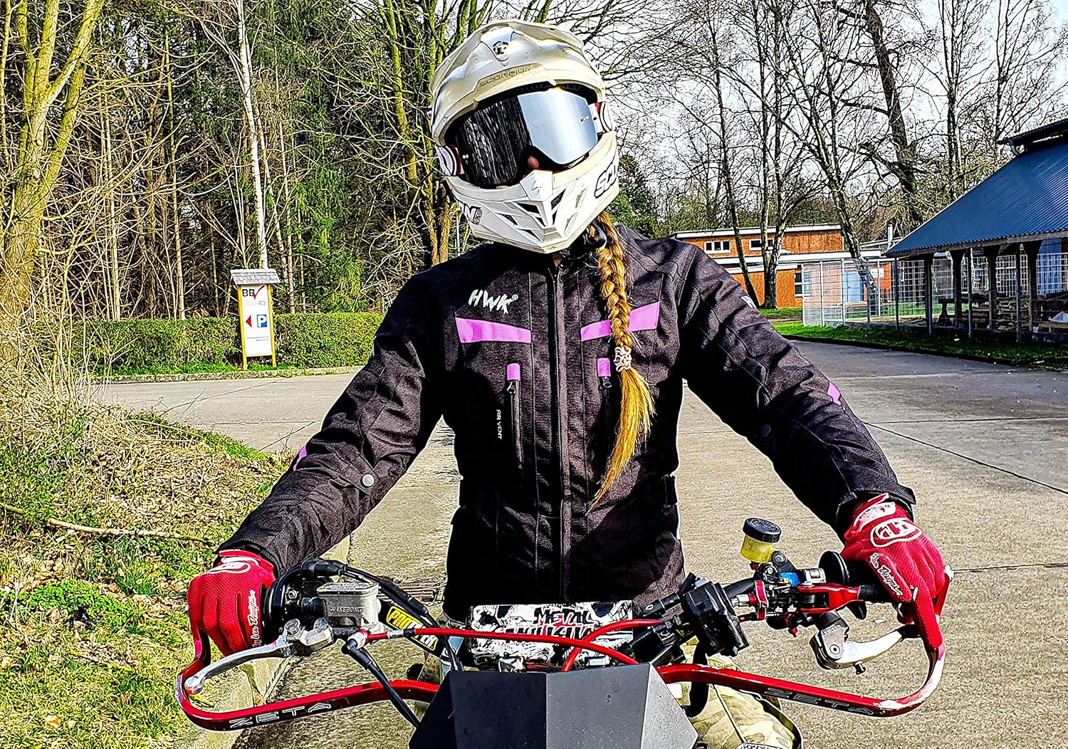 Women's Motorcycle Jacket For Women Stunt Adventure Waterproof Rain Jackets CE Armored Stella (Pink, 2XL): Automotive