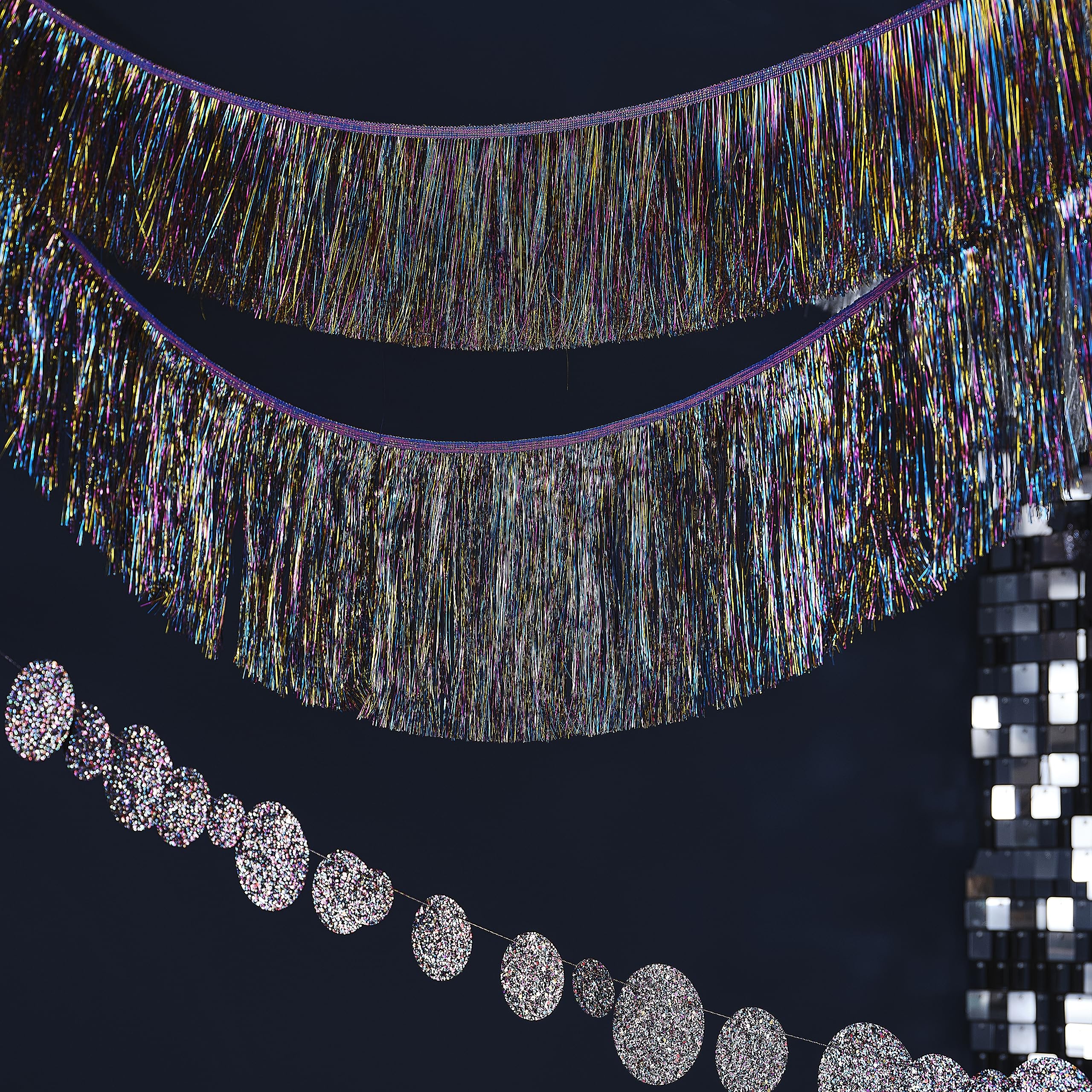 Ginger Ray Christmas Multicoloured Tinsel Garland Hanging Decoration 2 Pack