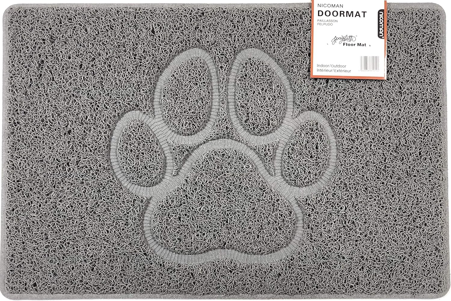 Nicoman Paw Embossed Shape Outdoor Only Dirt-Trapper Door Mat Washable Barrier Heavy Duty Doormat, (Drainage Open-Back