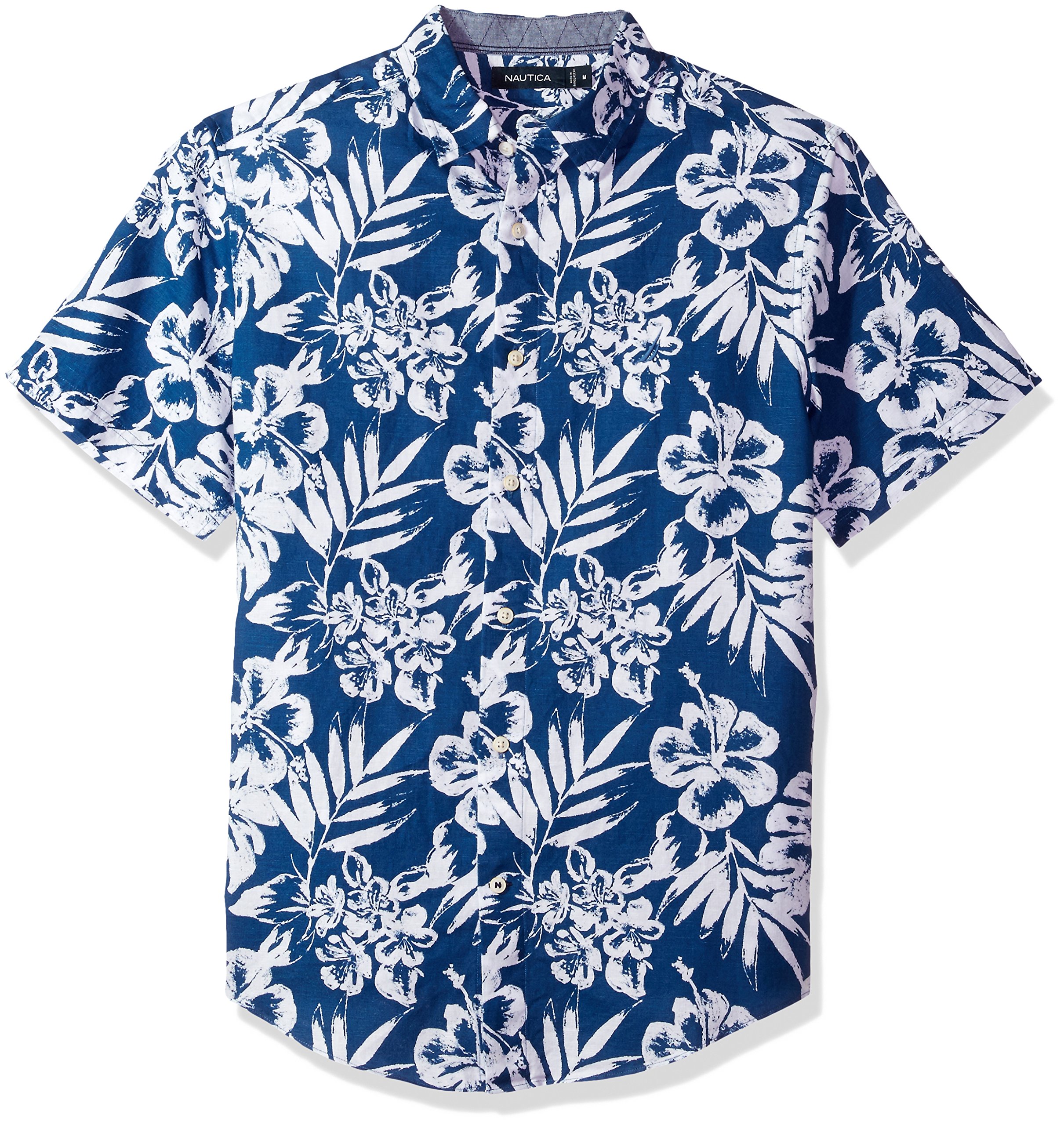 Nautica Classic Fit Short Sleeve Floral Linen Button Down Shirt Nautical Fashions