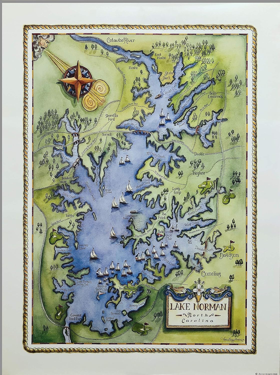 Lake Norman Map Lake Norman Lake Norman Wall Art Signs Wall Hangings