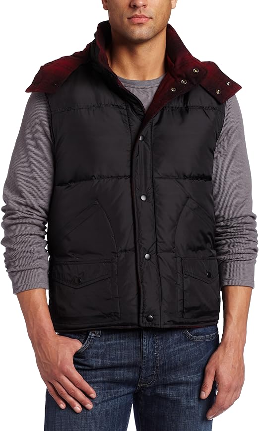 Levi's Men's Down Filled Reversible Vest, Red/Black Plaid, XXLarge at