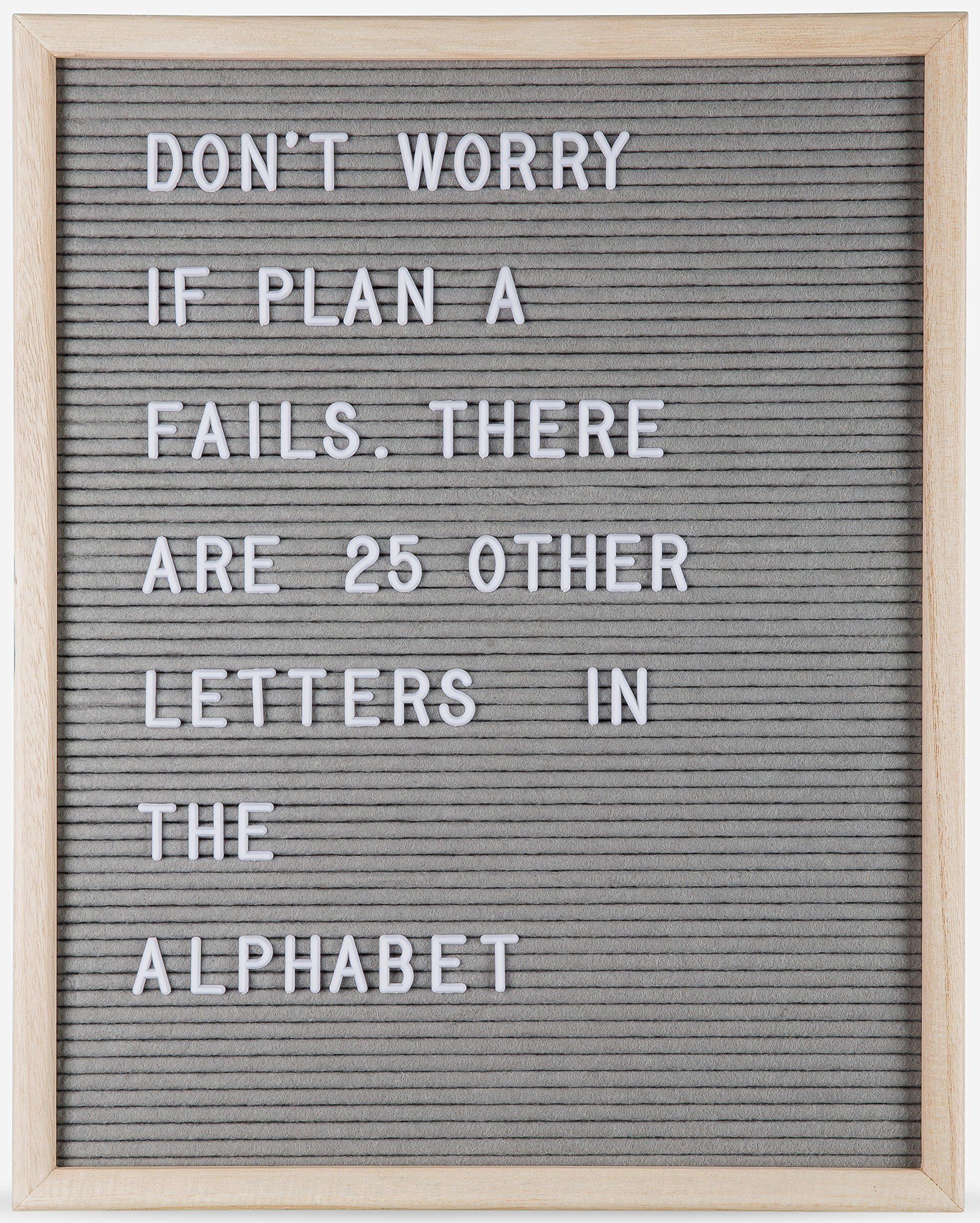 Felt Letter Board by Momentum Home | 16 Inch x 20 Inch Wood Frame with 300 Letter Board Letters | Gray Felt Letter Board