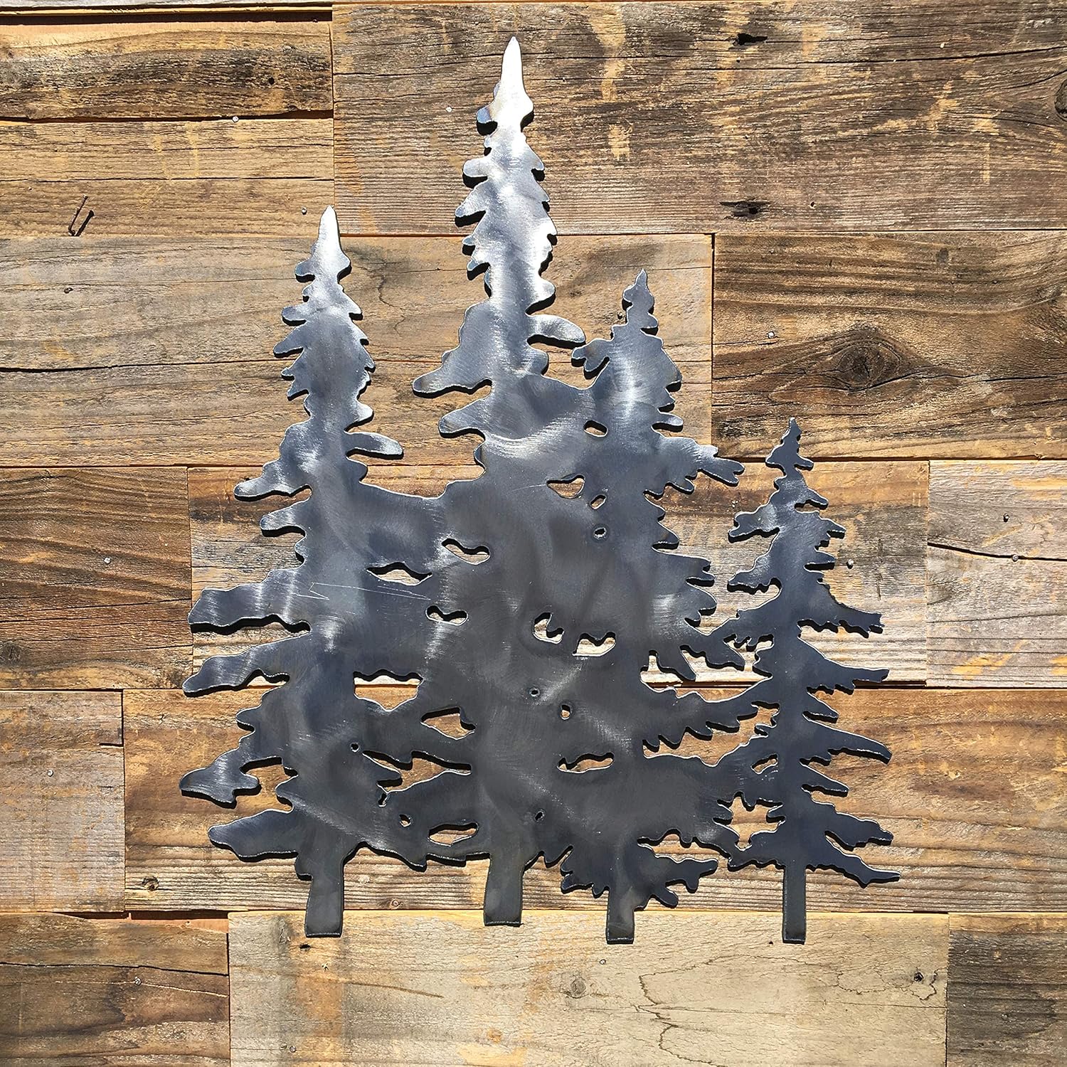 Amazon Com The Heritage Forge Rustic Home 4 Pine Trees Silhouette Sign X 16 Motivational Metal Words Kitchen Wall Decor Home Decor Farmhouse Sign Motivational Home Kitchen