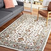SAFAVIEH Aspen Collection Area Rug - 5' Square, Ivory & Grey, Handmade Boho Wool, Ideal for High Traffic Areas in Living Room