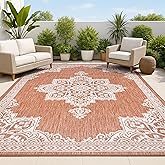 JONATHAN Y Vintage Medallion Indoor Outdoor Area Rug 3X5 Terra/Cream, Arden Casual for Backyard, Patio, Porch, Easy-Cleaning,