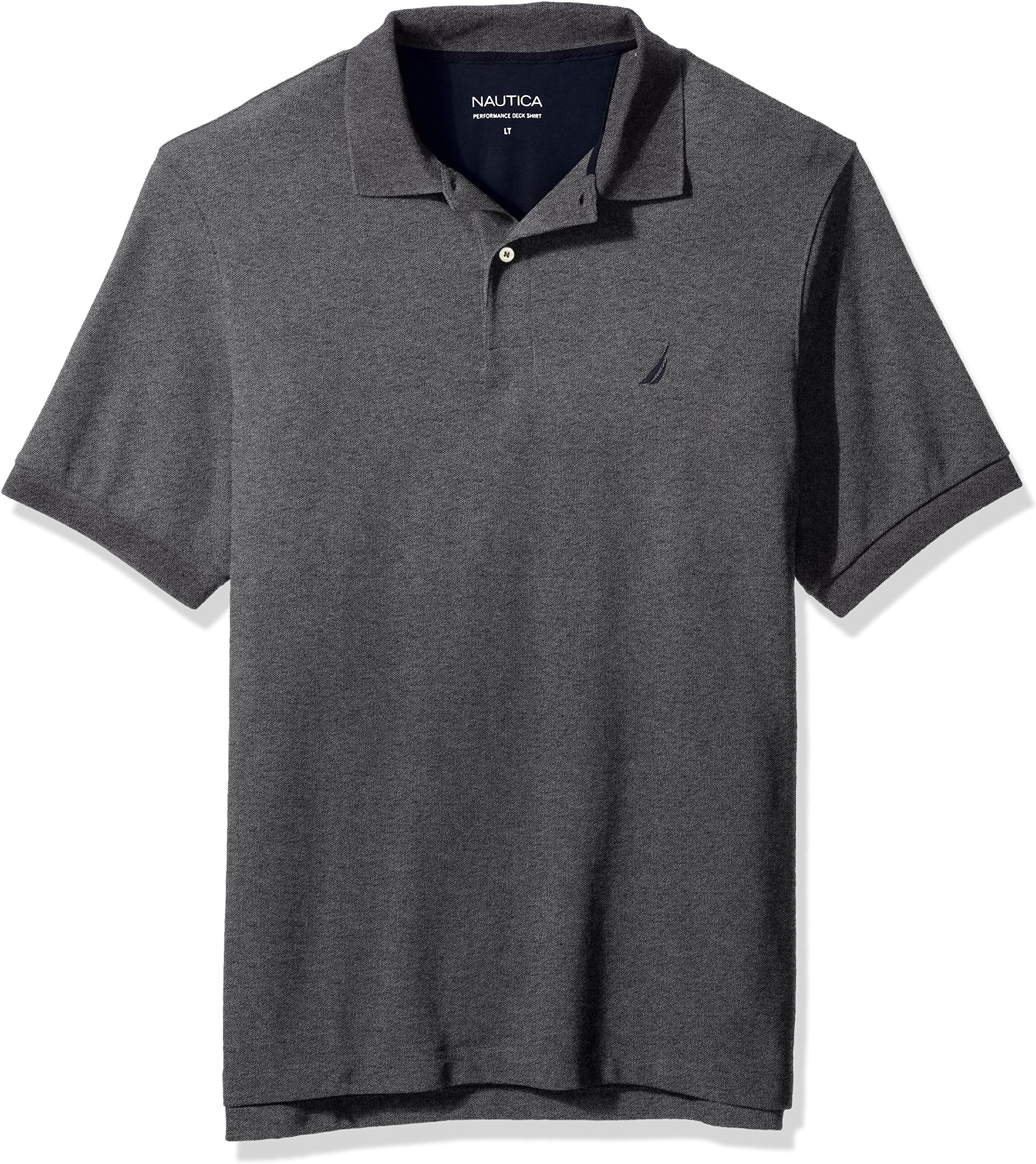 Nautica Men's Big and Tall Short Sleeve Solid Deck Polo Shirt, Charcoal
