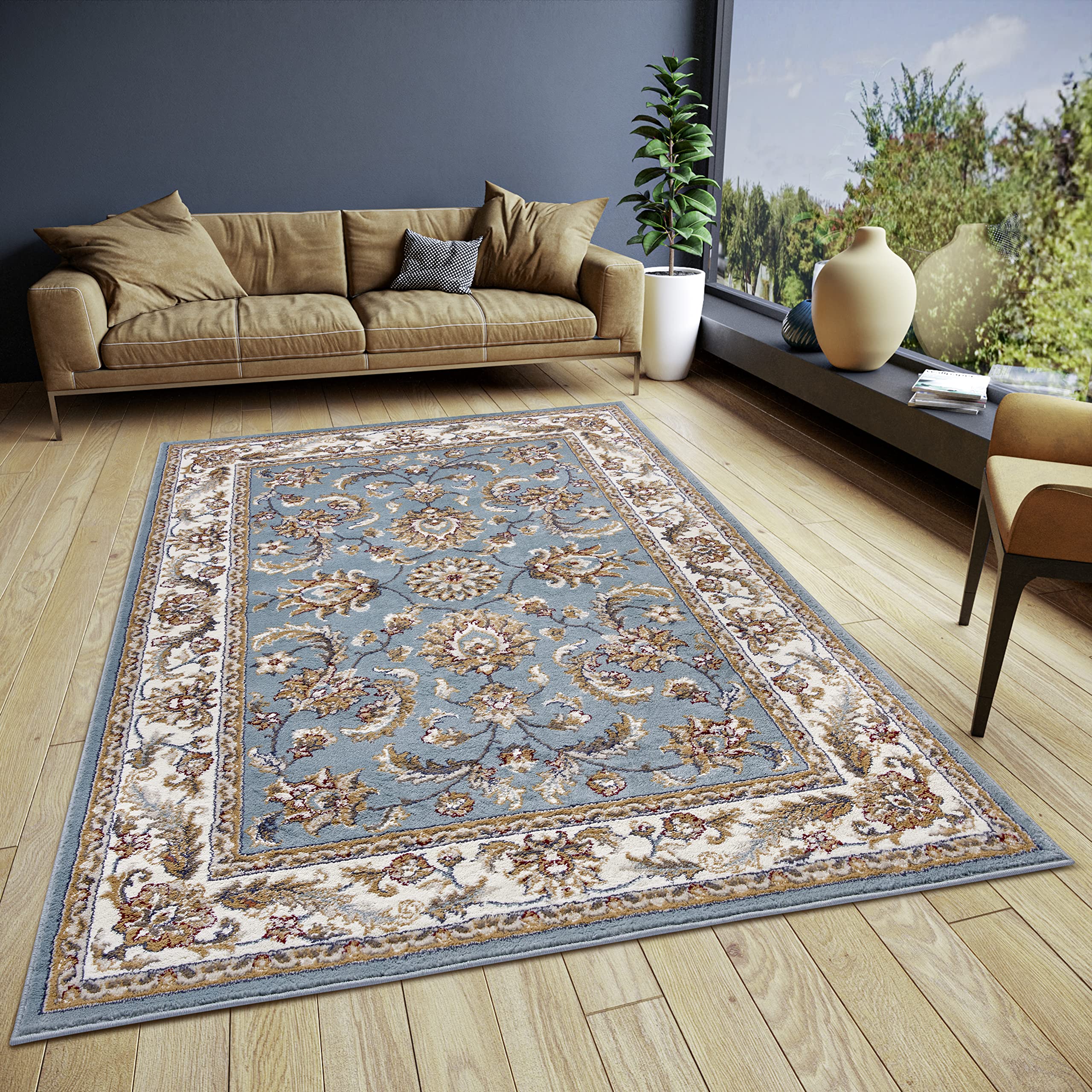 HANSE Home Reni Oriental Rug - Oriental Runner Classic Tightly Woven with Ornaments and Flower Motifs Soft Short Pile for Bedroom, Dining Room, Living Room, Hallway - Mint Cream, 80 x 120 cm